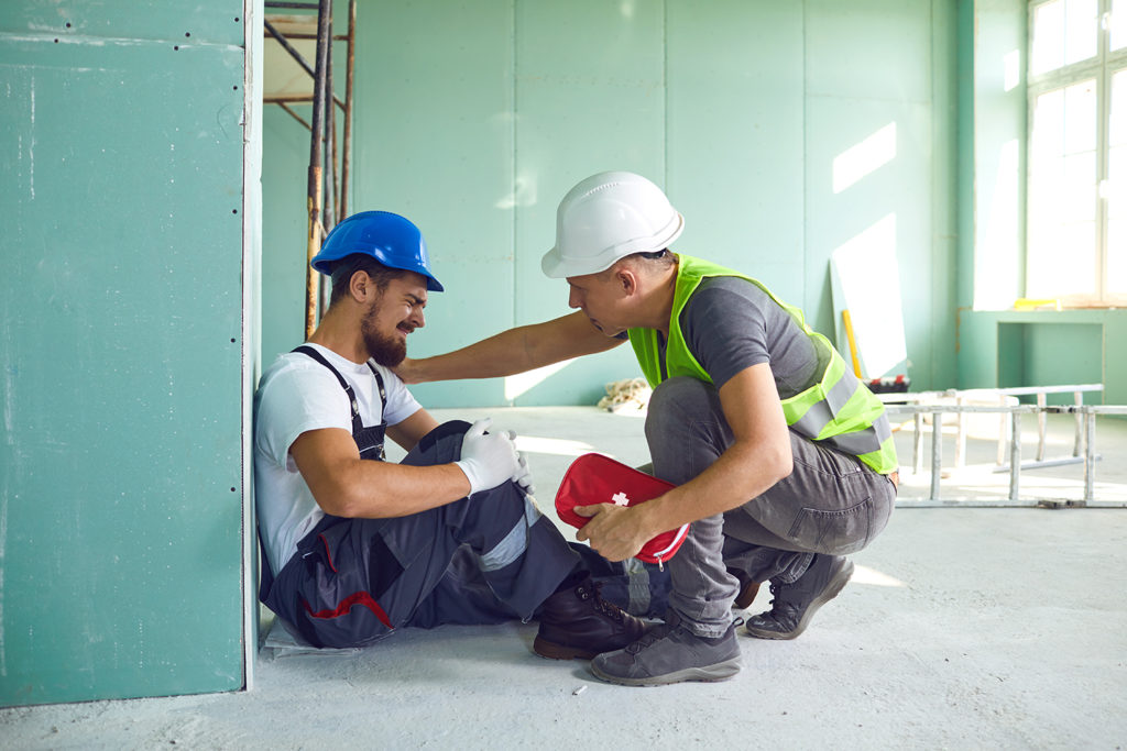 his worker helping his friend who's having work injury
